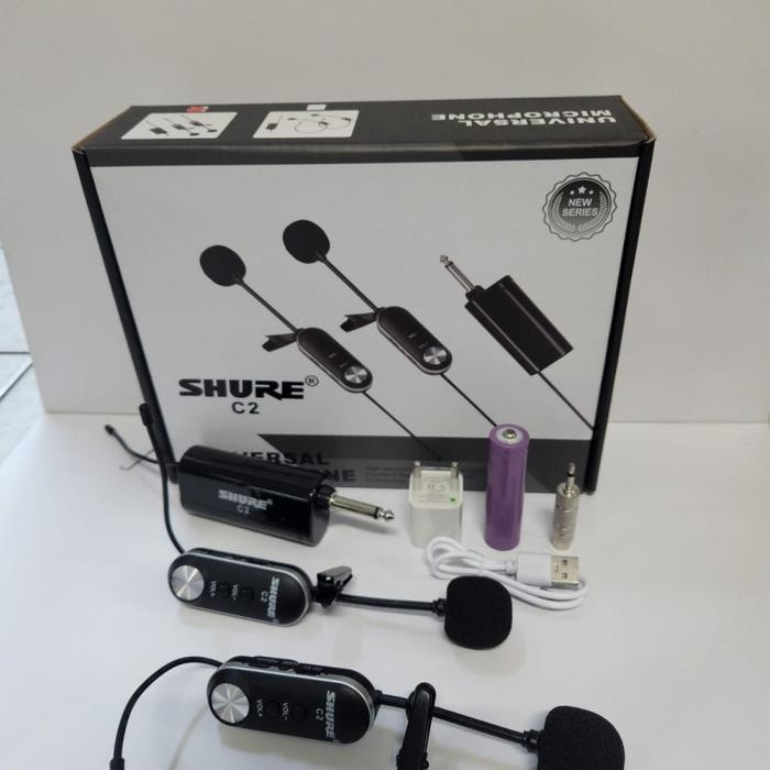 Mic Wireless Clip on mic jepit Shure 2C 2 mic Clip on gara