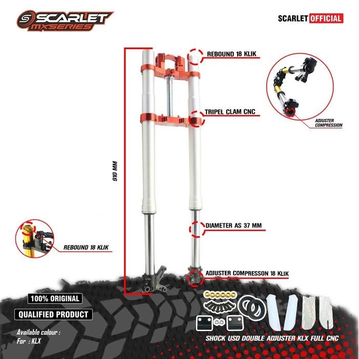 SCARLET RACING Shock USD Double Adjuster Motorcycle KLX FULL CNC