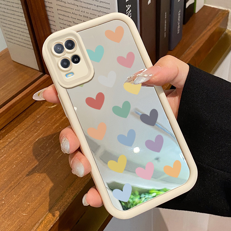 Casing Hp OPPO A54 Case Cesing cermin Silikon HP Kasing cinta warna Morandi Casing ponsel Softcase K