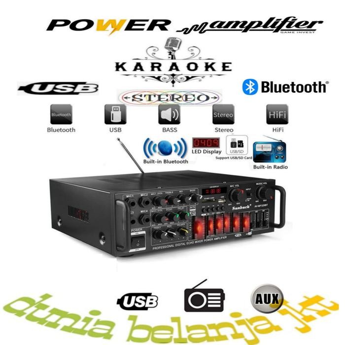 power amplifier karaoke sunbuck EQ USB bluetooth 2000w