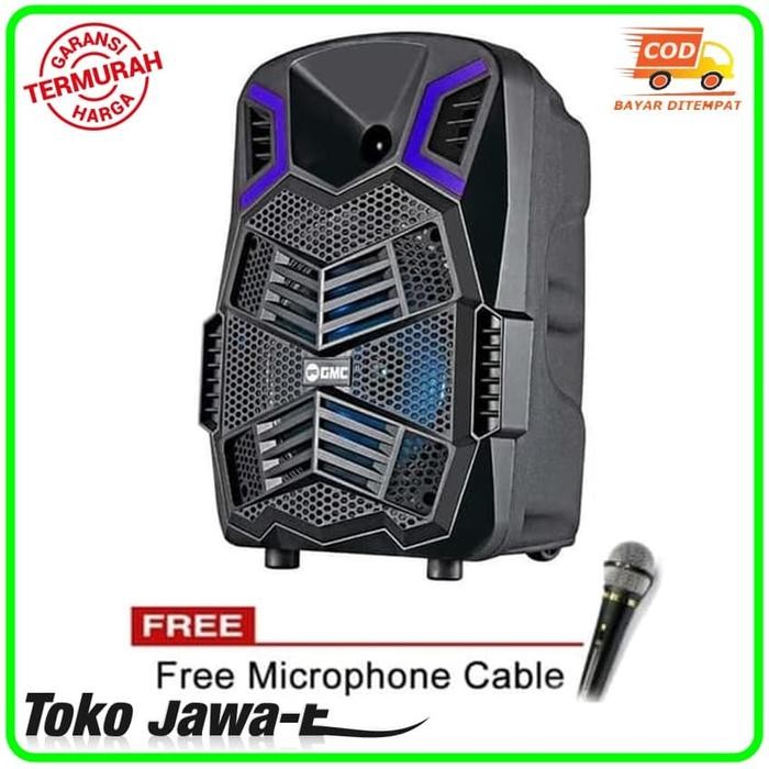 Speaker GMC 897K 8 inch Subwoofer Bluetooth Portable Free Mic Karaoke