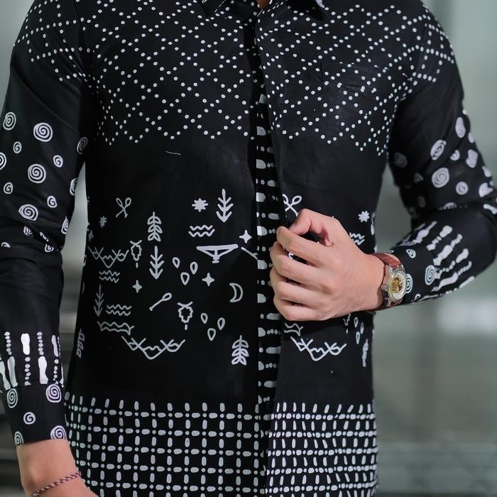 KEMEJA BATIK PRIA BIMA HITAM BERLAPIS FURING BAHAN KATUN HALUS SLIMFIT OUTFIT KONDANGAN KEREN