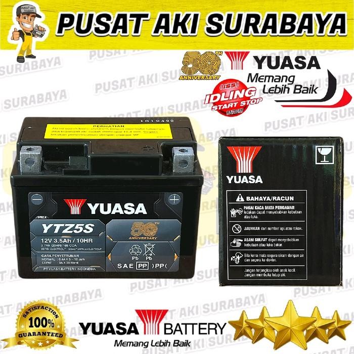 Langsung Kirim  AKI BARU YUASA YTZ5S FS ACCU KERING SUPRA 125 VERZA SHOGUN 125 MX KING MX NEW AKI