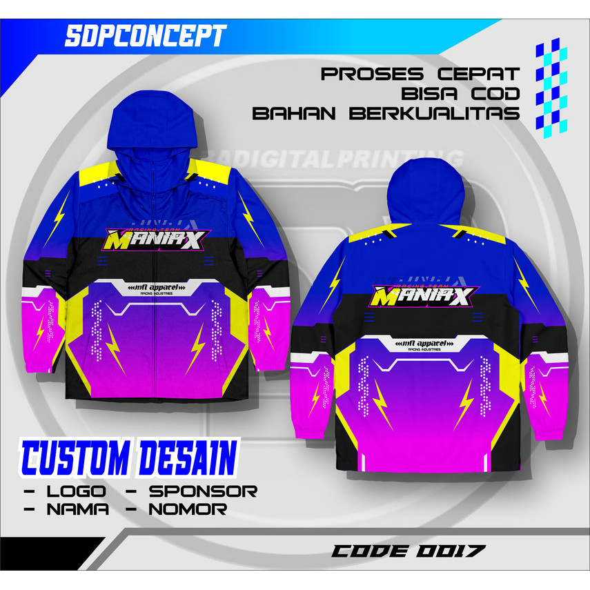 Jersey jaket   Custom Desain Sendiri - Jersey Racing, Sepak Bola, Mancing, Gowes, Komunitas - Bahan 