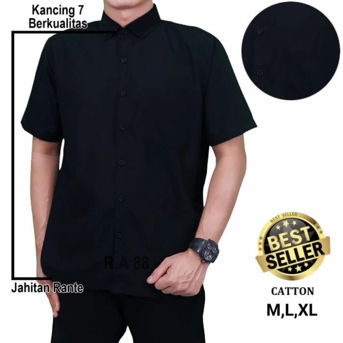 (Allthebest) kemeja pria lengan pendek kuning polos + Baju Kemeja Pria Slimfit