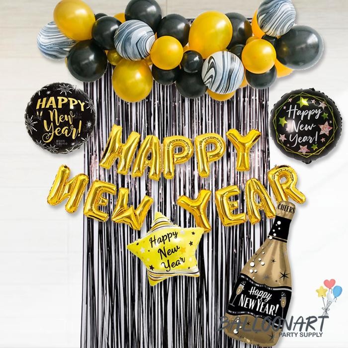 

Terlaris HAPPY NEW YEAR CHAIN BALLOON/DEKORASI TAHUN BARU/BALON FOIL/BALON BOTOL SALE