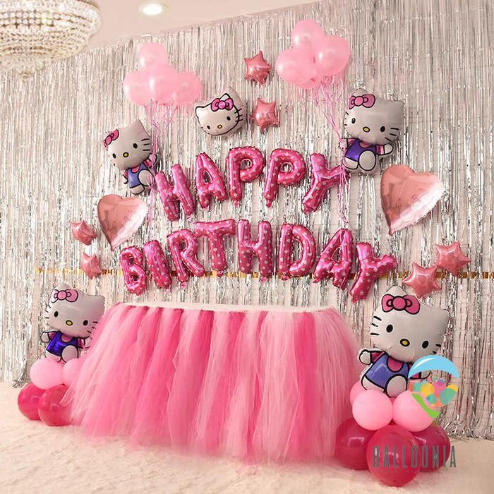 

Terlaris SET Foil Balon Premium Hello Kitty Happy Birthday / Dekorasi Ultah SALE