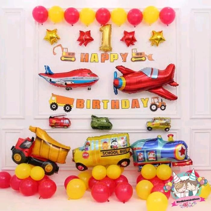 

Terlaris WINDBLOWN BALON FOIL SET TRANSPORTASI BIRTHDAY HBD BOY / ULTAH ULANG TAHUN ANAK COWO MOBIL