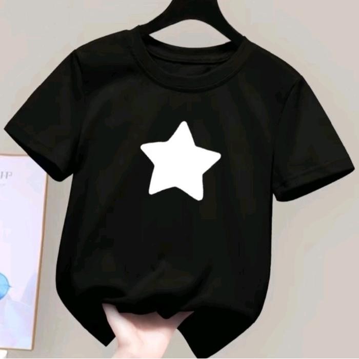 SH960 kaos anak anak atasan laki laki dan perempuan usia 2-15 unisex katun motif Bintang baju bayi