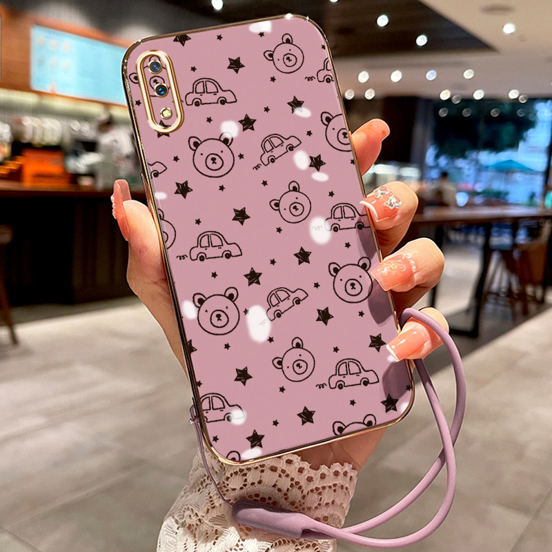 Casing Hp Untuk VIVO V11 V11 Pro Case Casing Boneka beruang pola Kesing HP Cesing tali berlapis Kasi