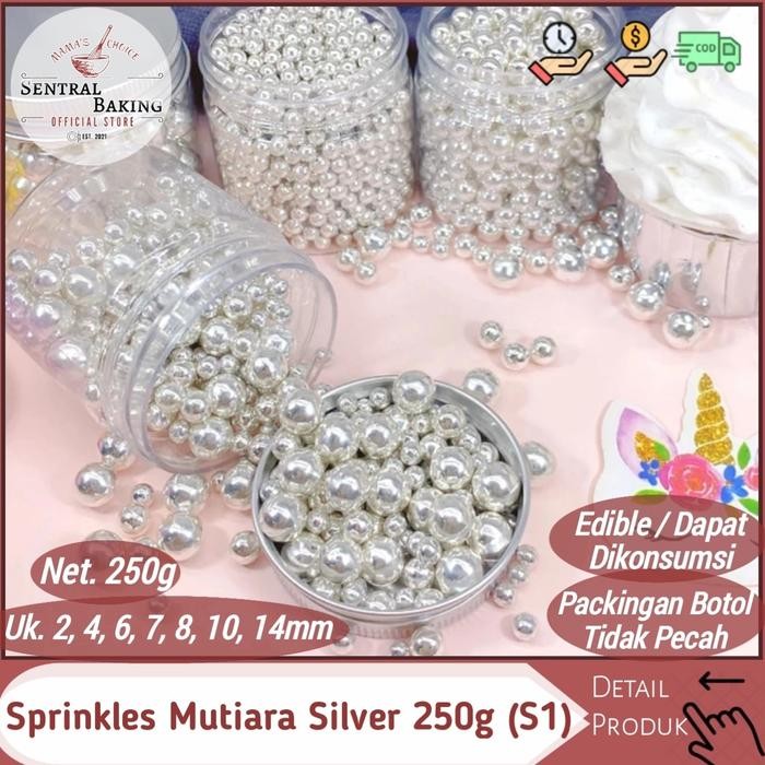 

Lecy.store2 Sprinkle Kue Mutiara Silver Perak 250gr (S1) / Springkel Springkle Kue