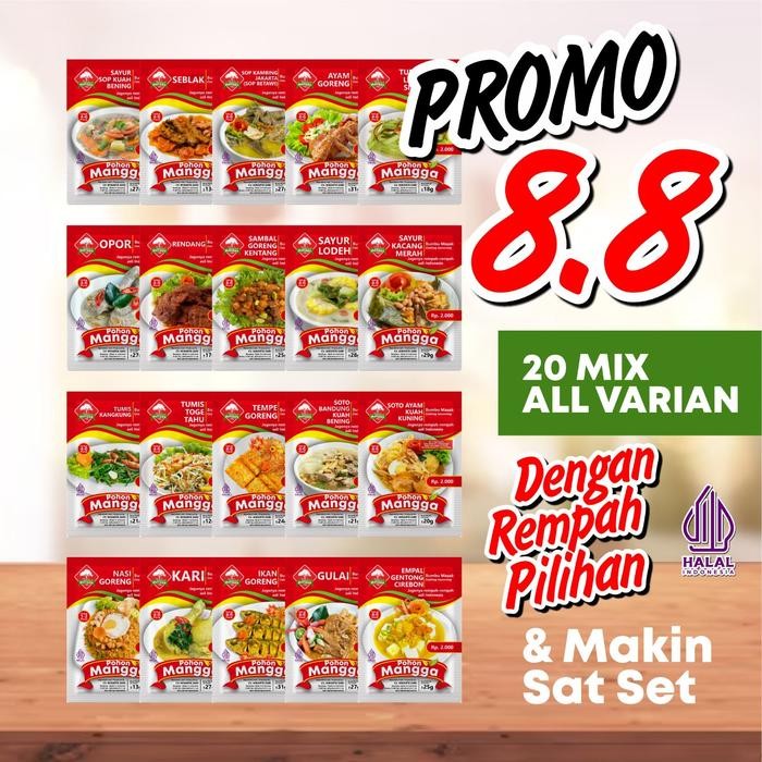 

EW325 PROMO 8.8 MIX 20 ALL VARIAN BUMBU MASAK CAP POHON MANGGA TERBARU