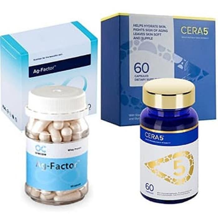 Promo PAKET ag factor + CERA5 cera 5 ANTIAGING ANTI TUA BEAUTY SKIN Keren