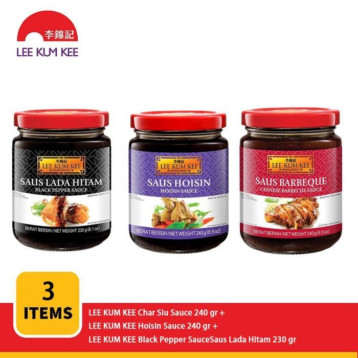 

LEE KUM KEE Char Siu Sauce 240 gr+LEE KUM KEE Hoisin Sauce 240 gr+LEE KUM KEE Black Pepper SauceSaus