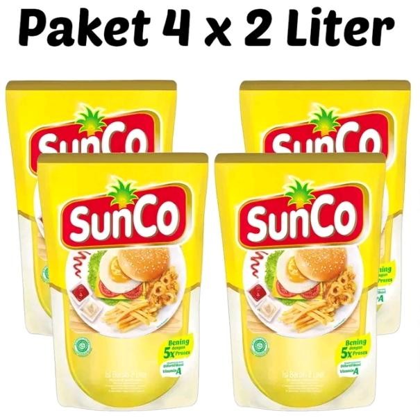 

[4 POUCH2 LITER] SUNCO MINYAK GORENG REFILL BAIK PALING BENING