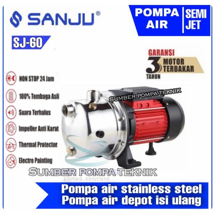 Mesin Pompa Air Semi Jet / Pompa Jet Pump Stainlees Sumur Dalam