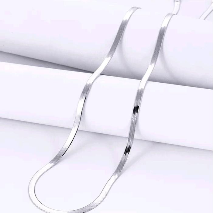 Kalung Titanium Silver Emas Model Gepeng Pria dan Wanita *