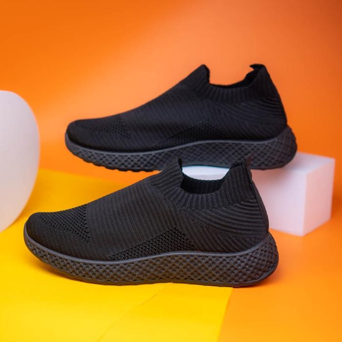 Saint Barkley - - Sepatu Slip On Pria Berlin Black Flat Shoes