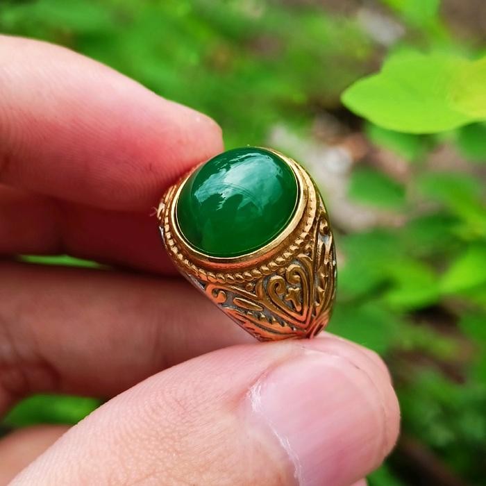 New // Cincin Batu Alam Hijau Garut Super Mewah // 100% Original