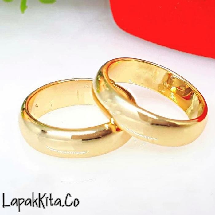 New // Cincin Titanium Pria Wanita Gold Emas // 100% Original
