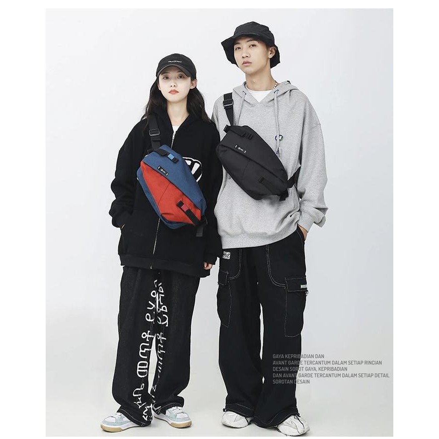 

KC308 LBX Tas Bahu Kain Nilon Selempang Dada Sling Waist Bag Messenger Pria PRODUK TERBATAS