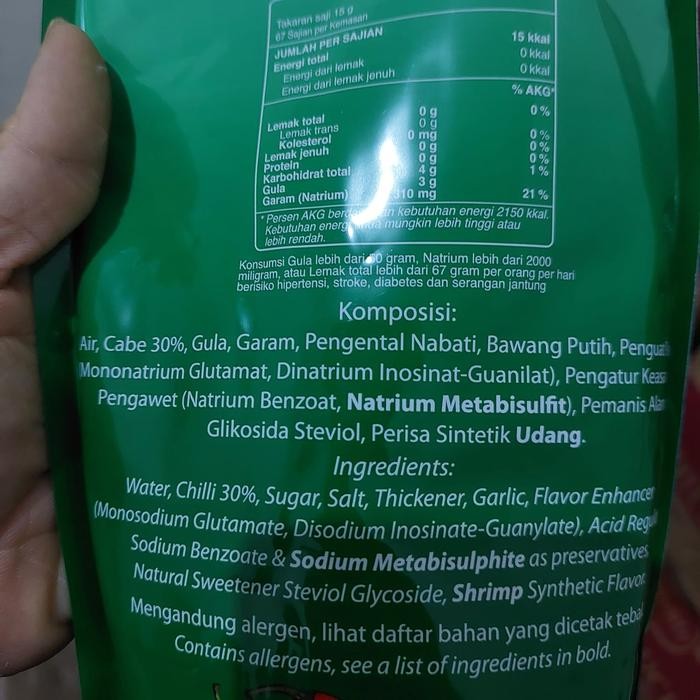 

1 Dus Isi 10 Bungkus Delmonte Saus Sambal Pedas / Extra Hot 1 Kg