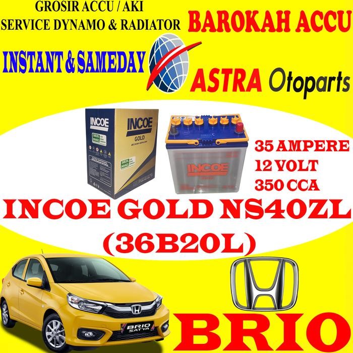Aki / Accu Mobil Honda Brio Incoe Gold Ns40Zl / 36B20L , 35 Ah