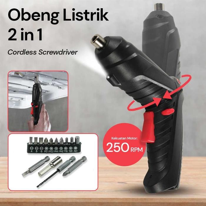 Ingco Power - Obeng Bor Listrik Otomatis Mini Elektrik Cordless Screwdriver Portable Charge