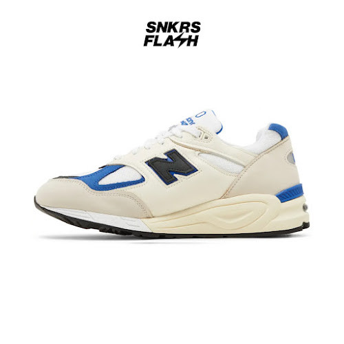 NEW BALANCE 990 V2 MADE IN USA WHITE BLUE Sepatu Sneakers Unisex - M990WB2 - Size 42.5