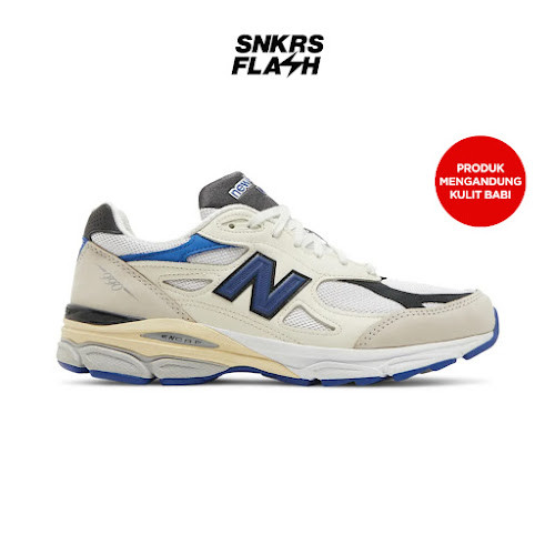 NEW BALANCE 990 V3 MADE IN USA WHITE BLUE Sepatu Sneakers Unisex - M990WB3 - Size 43