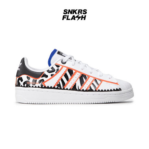 ADIDAS SUPERSTAR OT TECH WHITE TRUE ORANGE Sepatu Sneakers Wanita - GW0523 - Size 38.7