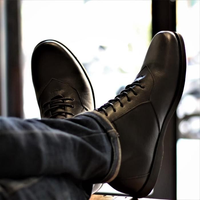 Sepatu Bradley Bolton Semi Boots Brodo Hitam Original Handmade