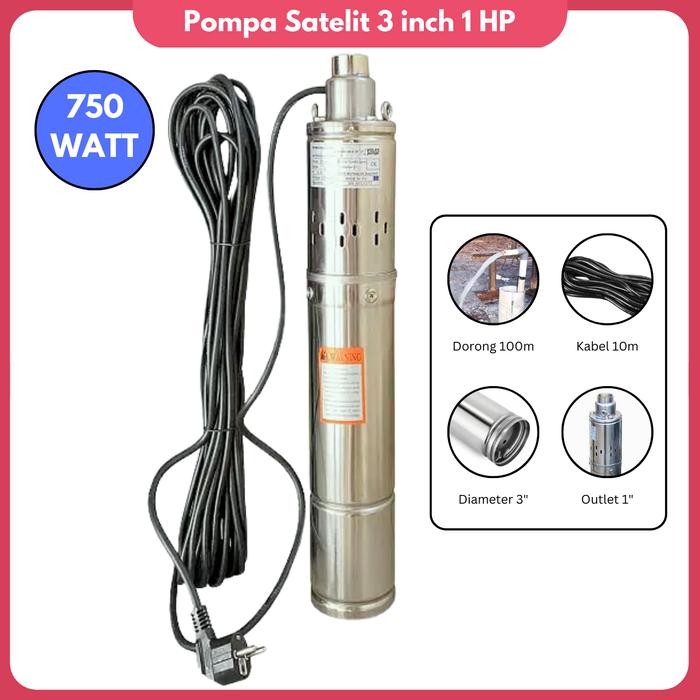 Pompa Satelite 100 Meter Pompa Celup Sumur 3 Inch Pompa Sumur Dalam Satelit