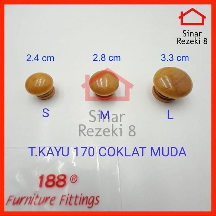 Handle Tarikan Kayu 170 Knob Coklat Bulat ng Laci Pintu Lemari *