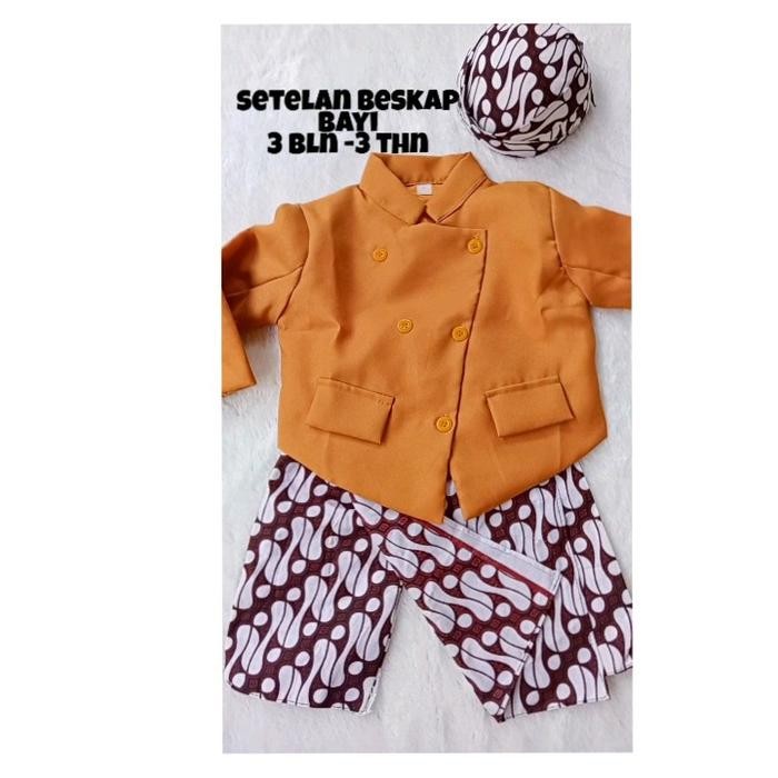 New Baju Tedhak Siten/Baju Setelan Beskap Bayi Umur 3 bulan - 3 tahun/ Pakaian Adat Jawa Anak/ Turun