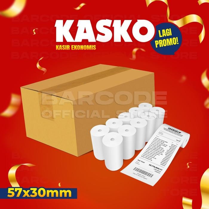 

1 Dus Kertas Struk Kasir Ekonomis 57 x 30 mm Kasko Codeshop Paper Roll Thermal 58x30 Mini Mobile