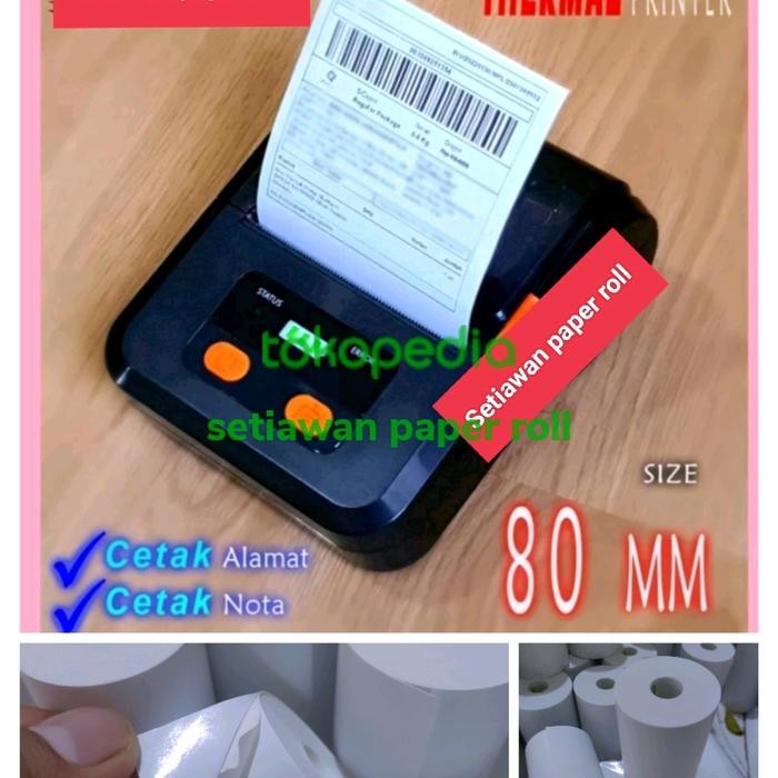 

PAKET 10 ROLL kertas stiker label thermal 80x40mm