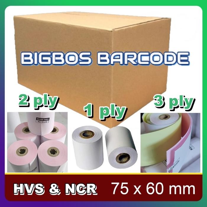 

( 1 DUS ) KERTAS STRUK KASIR 75 X 60 mm 1 & 2 & 3 PLY ( isi 100 Roll )