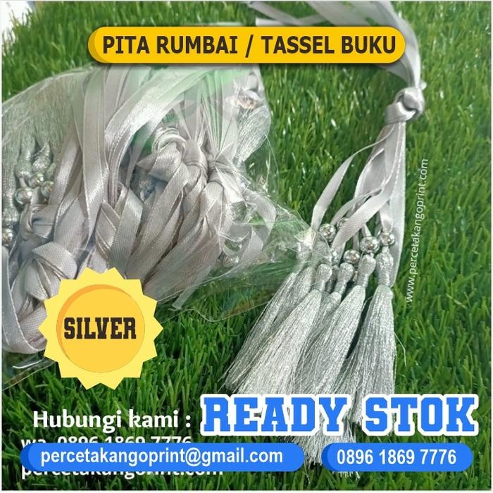 

Ready Stok Pita Pembatas Rumbai Tassel Buku Yasin Silver Abu Abu