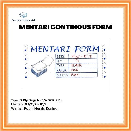

Kertas Continuous/Continous Form 3 Ply Bagi 4 3Rangkap K3/4 Wartel NCR