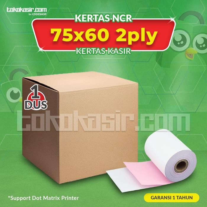 

1 DUS KERTAS STRUK 2 PLY 75x60 MM UNTUK PRINTER KASIR DOT MATRIX EPSON