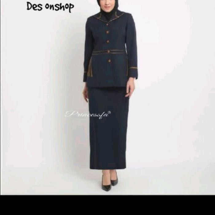 Setelan Baju Seragam Pns Kantor Dinas Pdh Guru Dongker Navy Tunik