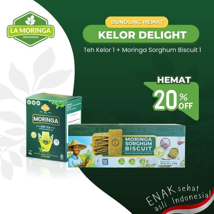 

La Moringa Paket Kelor Delight : Teh Kelor 1 + Moringa SorghumBiskuit1