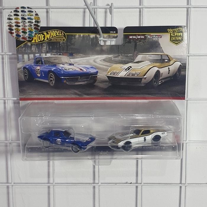 Hotwheels Premium 2 Pack Custom Corvette Stingray Coupe & 69 Copo Corvette, ORI.