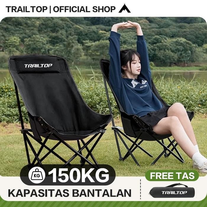 [Ready] Trailtop Kursi Sandaran Kursi Lipat Outdoor Beban 150Kg Kursi Santai Portable Kursi Camping