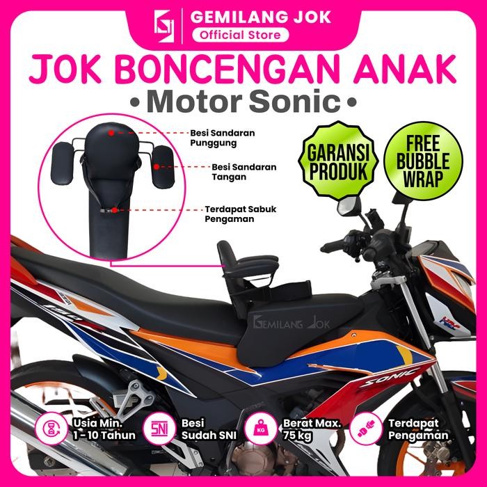 Kursi Jok Boncengan Anak Dudukan Portable Motor Matic Honda Sonic - Dilengkapi Besi Sandaran Tangan