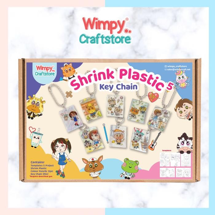 

Wimpy Ip Shrink Plastic Key Chain Diy Kit Colouring Art Set