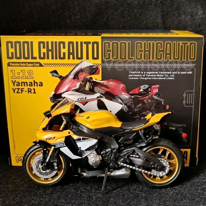 Diecast 1:12 Yamaha Yzf-R1 [Cca] Kuning Pasti Ori