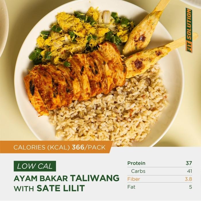 

(Allthebest) Low Cal Nasi Ayam Bakar Taliwang + Sate Lilit , Lawar Healthy PRep Meal Catering Diet