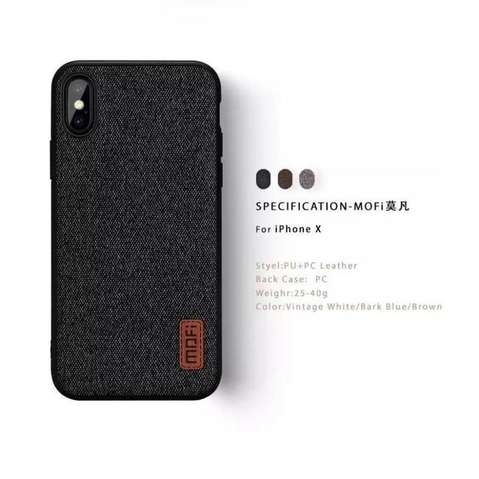 TERBARU IPHONE XS MAX 6.5 MOFI FABRIC ORIGINAL CASE JEANS LUXURY PREMIUM SOFT - HITAM, IPHONE XS MAX